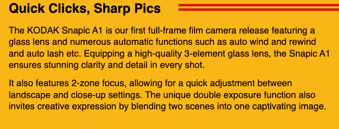 KODAK Snapic A1 35mm Film Camera - Pre Order - Image 3